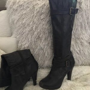 Faux Leather Heeled Boots
